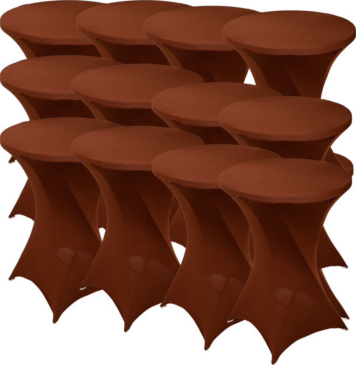 Statafelrok Bruin / Chocolade x 12 – ∅80-85 x 110 cm – Statafelhoes Stretch 12 Stuks – Tafelhoezen voor Statafel Sta Tafel Hoes | Staantafelhoes - Geschikt voor Horeca Evenementen | Cocktailparty | Trouwerij